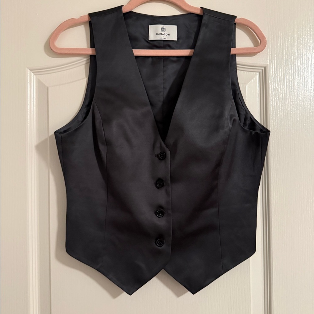 Aritzia Black Satin Vest Top
